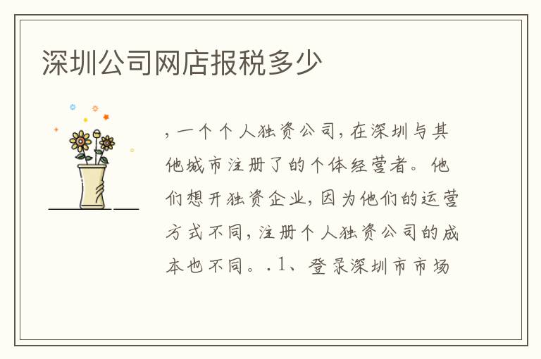 深圳公司網(wǎng)店報(bào)稅多少
