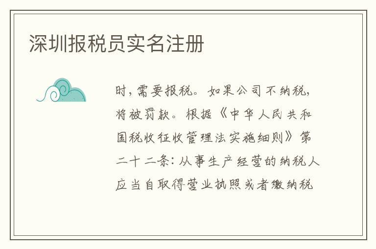 深圳報(bào)稅員實(shí)名注冊(cè)