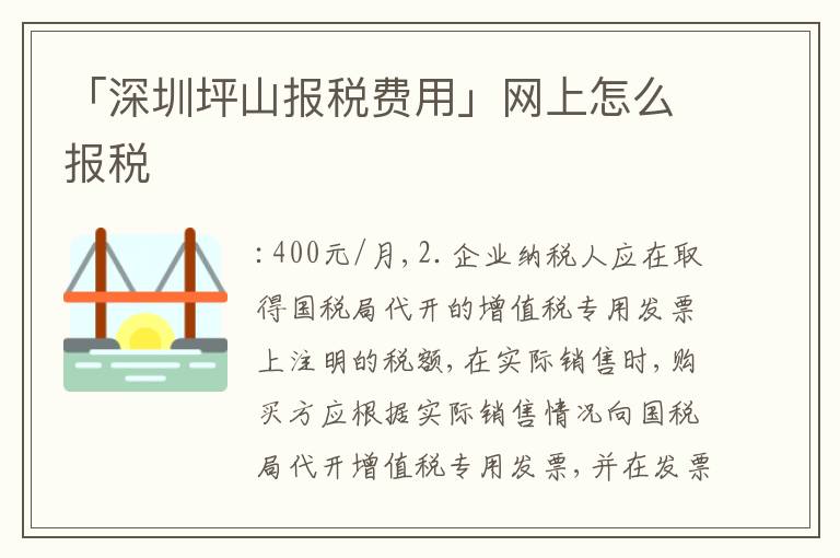 「深圳坪山報稅費用」網(wǎng)上怎么報稅